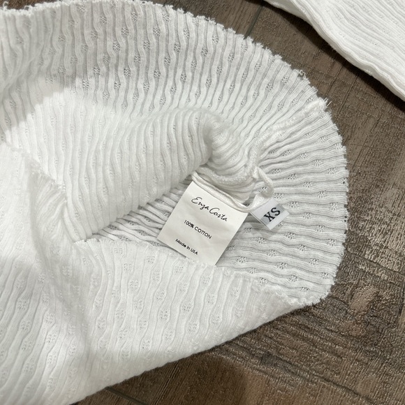 Brand New Enza Costa pointelle knit long sleeve crew neck top - Picture 6 of 6